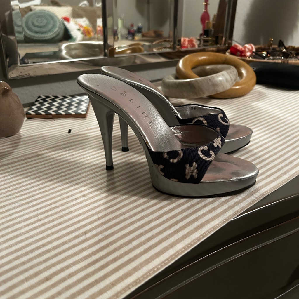 Celine Navy And Silver Heels